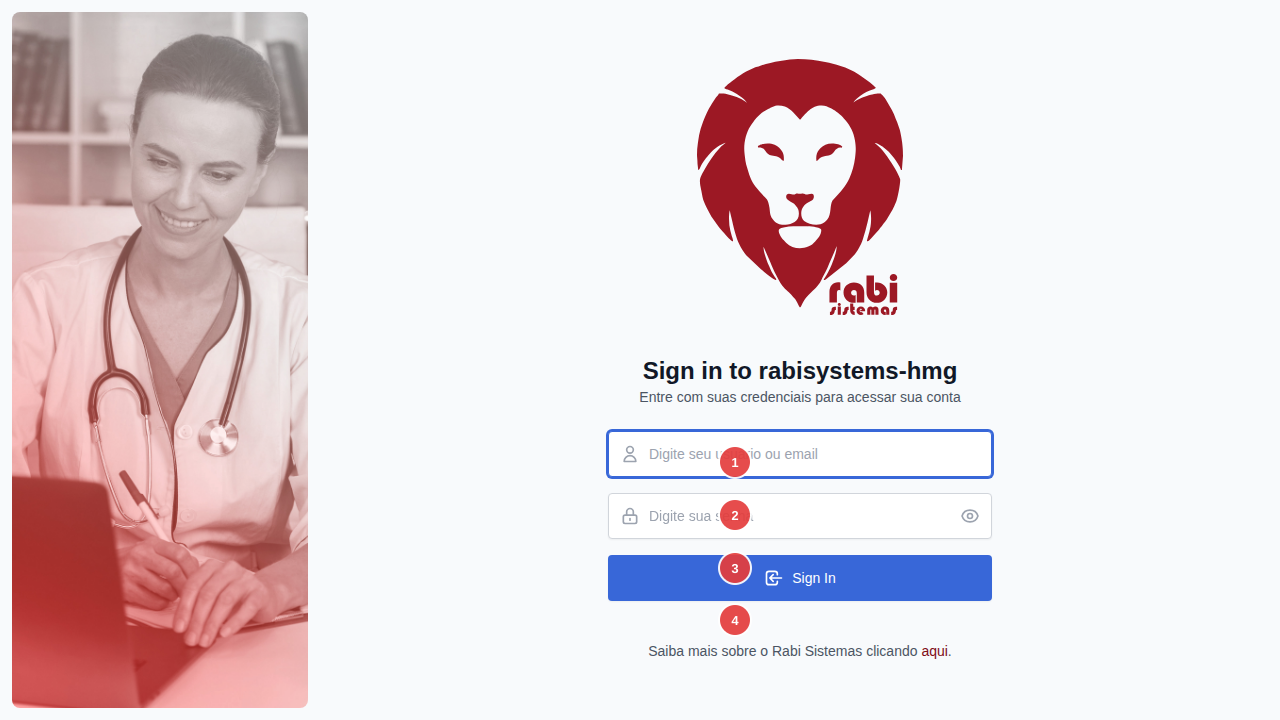 Tela de Login do Sistema Rabi